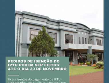 Pedidos de isenção do IPTU podem ser feitos até o dia 30 de novembro